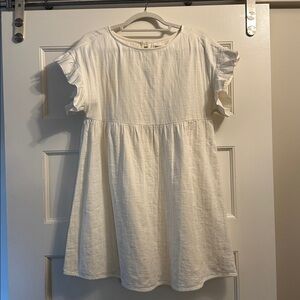 White Ruffle Sleeve Dress